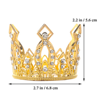 Creaides Mini Crown Cake Topper Princess And Prince Crystal Headpiece Tiara Rhinestone Crown Cake Decoration For Wedding Birthda