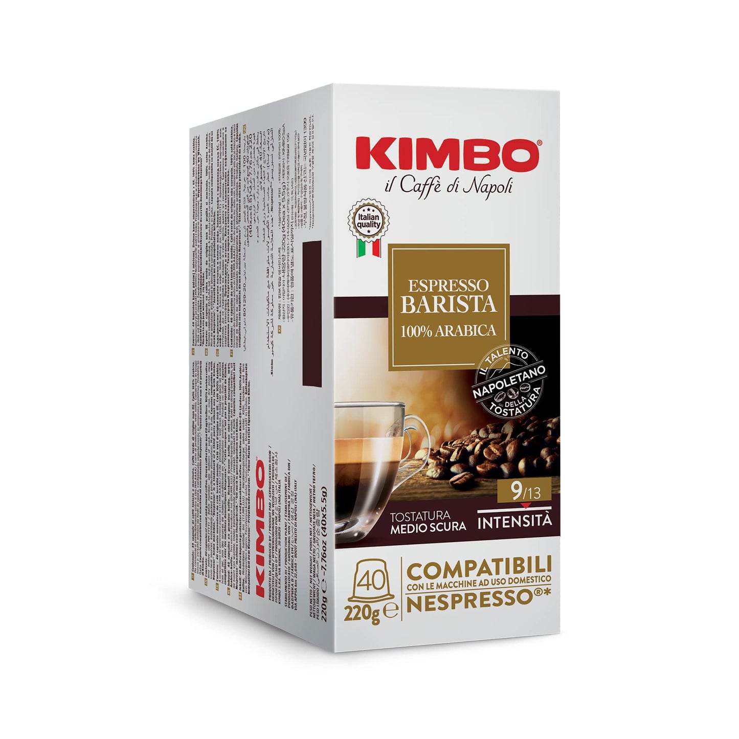 KIMBO Espresso Coffee Capsules - 100% Arabica - Medium to Dark Roast - 40 Count - Single Serve Compatible - Model 014505