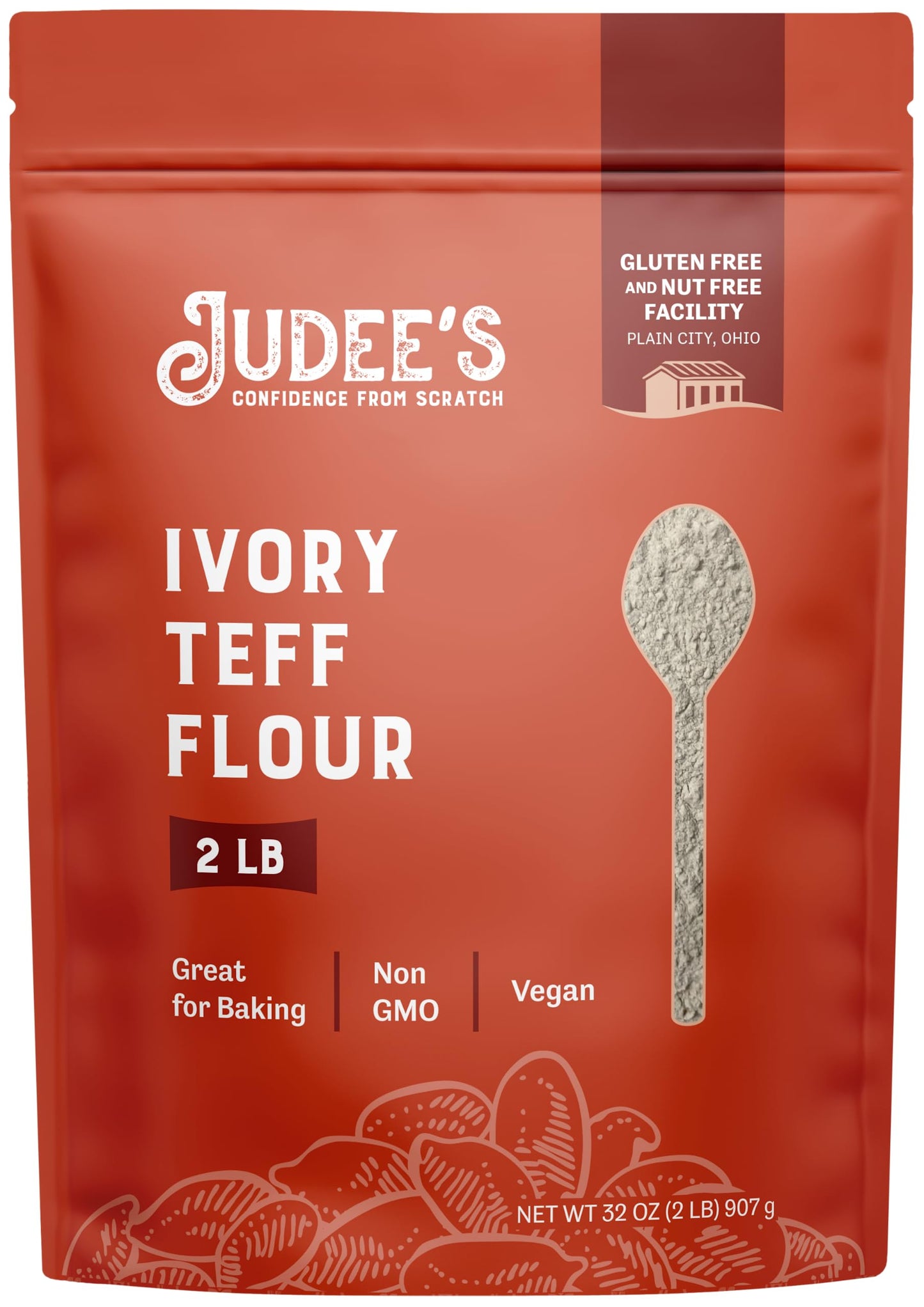 Judees Gluten Free Teff Flour, Gluten-Free, Vegan, Non-GMO, 2 lb