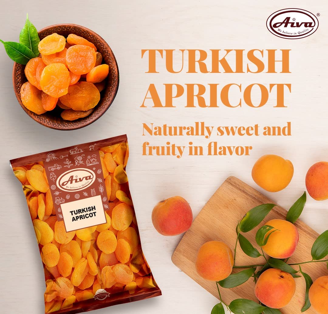 Aiva Turkish Apricot Large - 2 Lb Bulk Bag, Premium Dried Apricots For Snacking & Baking