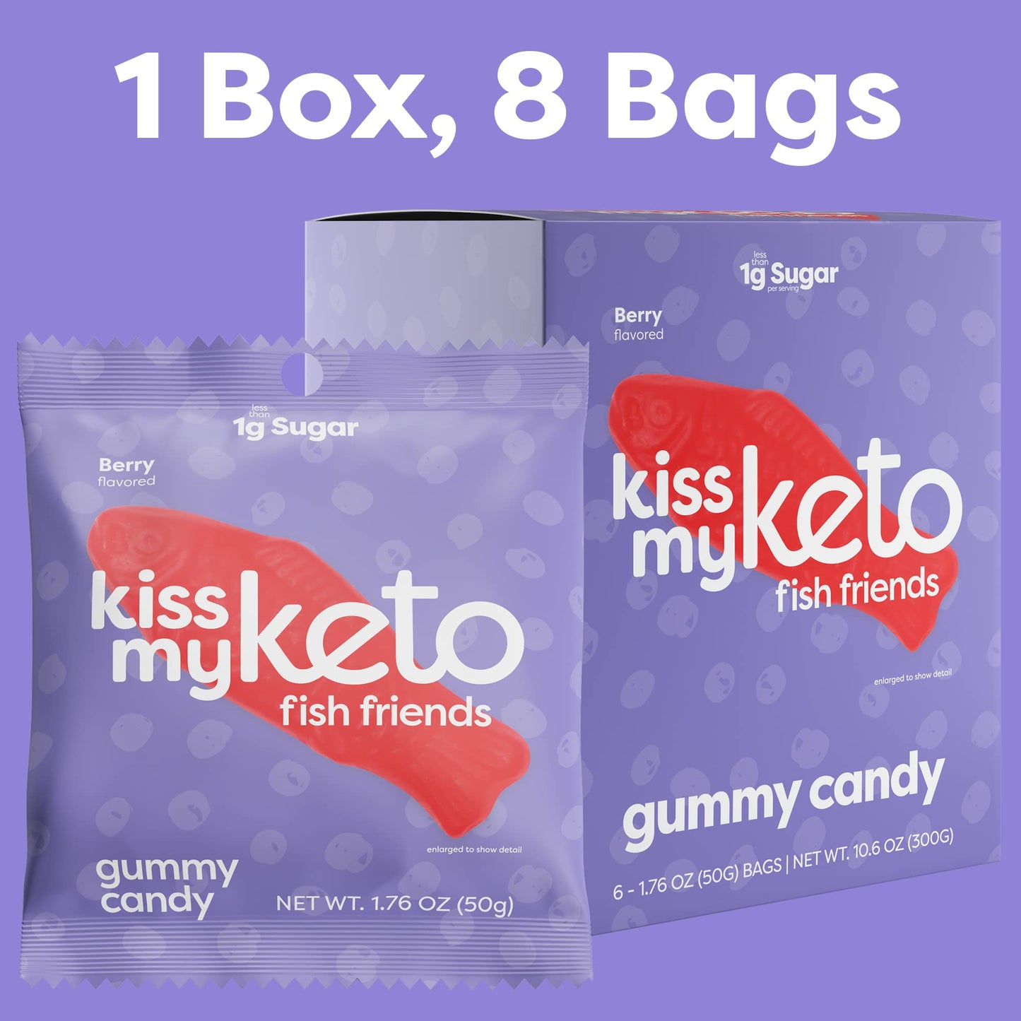 Kiss My Keto Gummies Candy - Low Carb Candy Gummy Fish, Keto Snack Pack - Healthy Candy Gummys - Vegan Candy, Keto Gummy Candy -