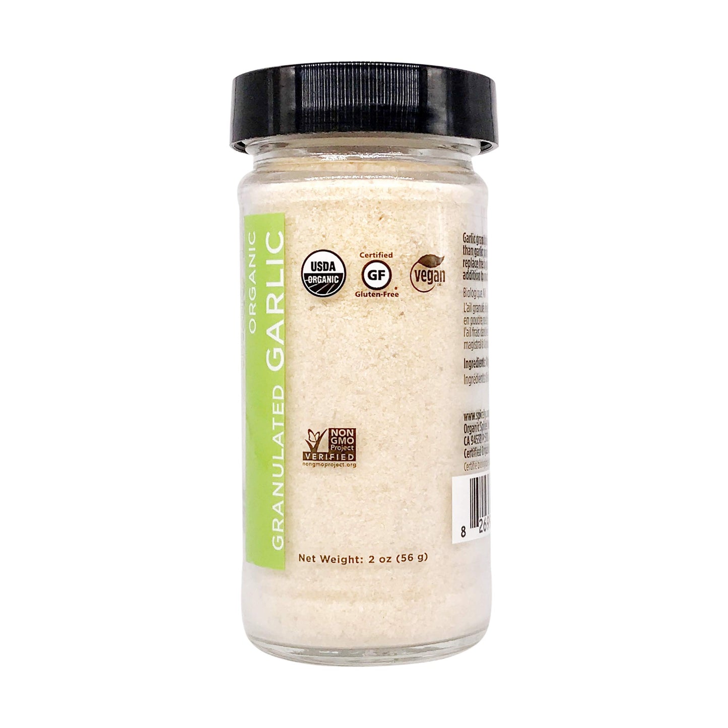 Spicely Organic Garlic Granulates 2.00 Ounce Jar Certified Gluten Free