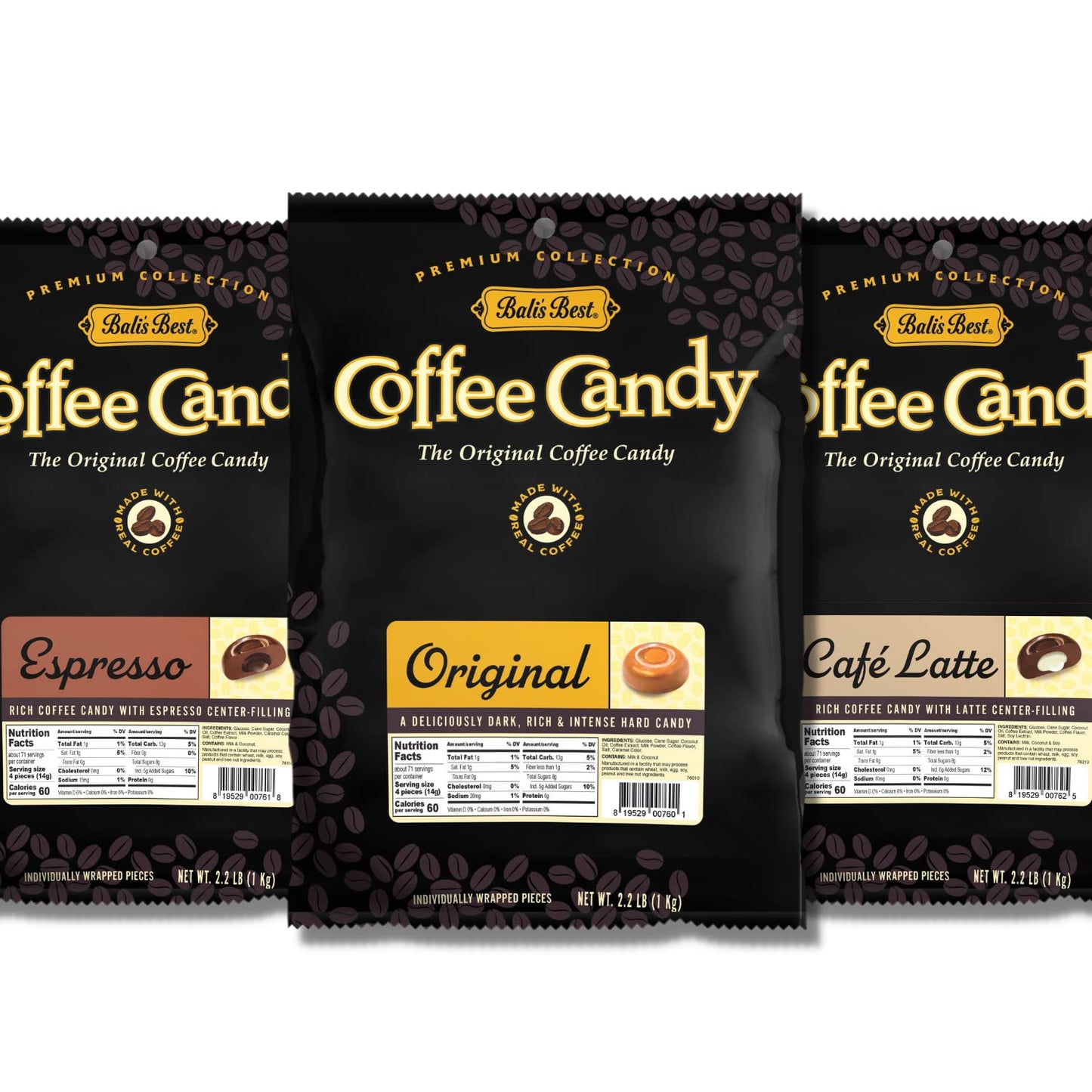 Balis Best Café Latte Candy, Individually Wrapped, 2.2 lb Bag, Made with Real Sumatran Coffee, Halal