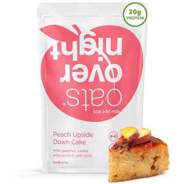 Oats Overnight Peach Upside Down Cake Breakfast Shake - 20g Protein, Gluten Free, High Fiber - 2.7 oz (Pack of 24)