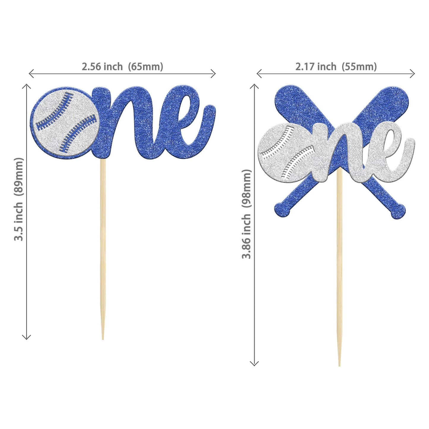 24Pcs Baseball One Cupcake Toppers Glitter Sport Theme First Birthday Cupcake Picks For Baseball Theme Kids 1St Birthday Party C