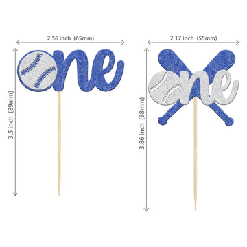 24Pcs Baseball One Cupcake Toppers Glitter Sport Theme First Birthday Cupcake Picks For Baseball Theme Kids 1St Birthday Party C