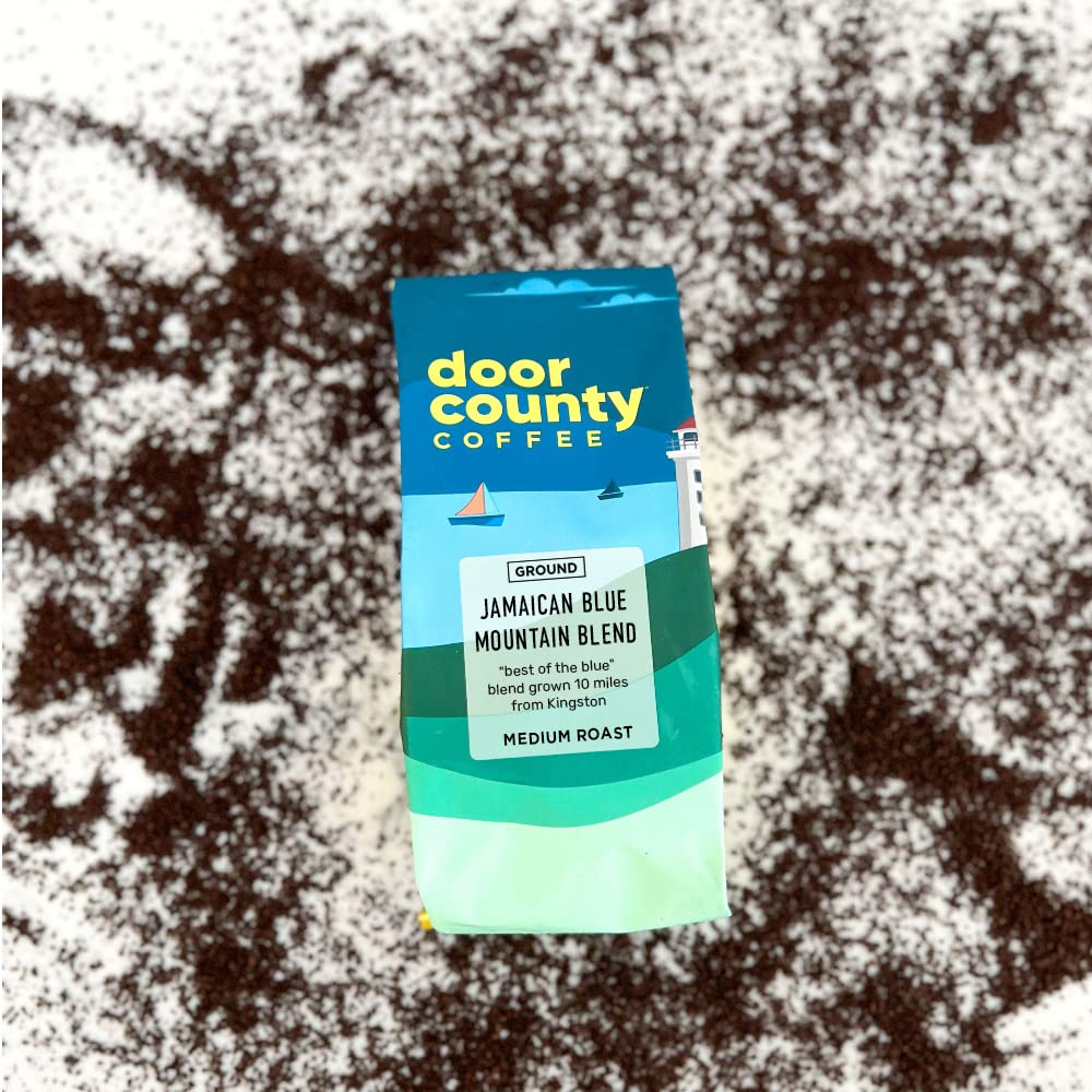 Door County Coffee Jamaican Blue Mountain Blend Non-Flavored Coffee | 10 Oz Bag | Medium Roast | 100% Arabica Coffee | Jamaican