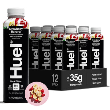 Huel Black Edition Ready-to-Drink | Strawberry Banana Meal Replacement Shake | 35g High Protein Drink | 27 Vitamins & Minerals, 