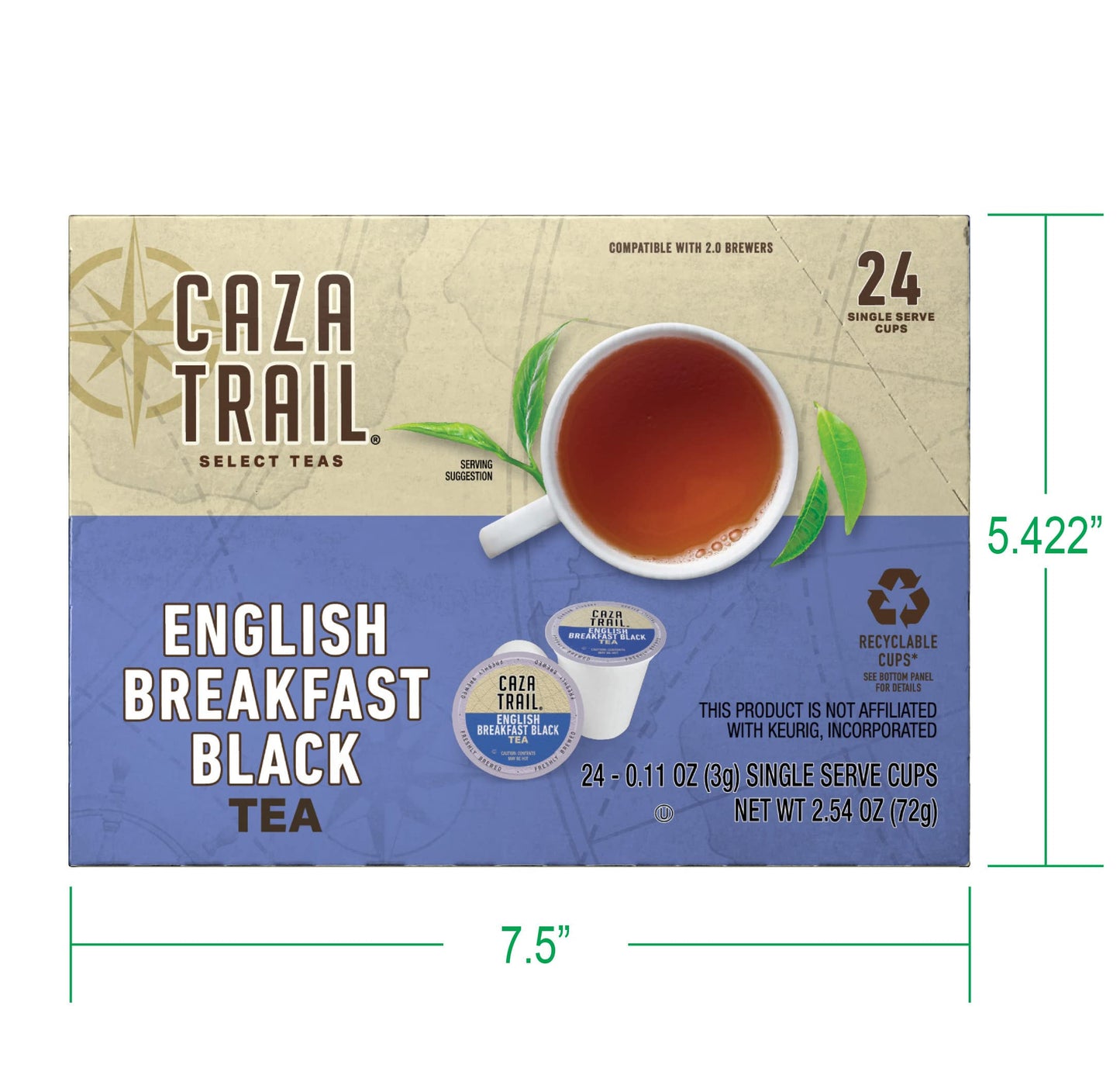 Caza Trail English Breakfast Black Tea Pods, Single Serve, 24 Count, Packaging May Vary