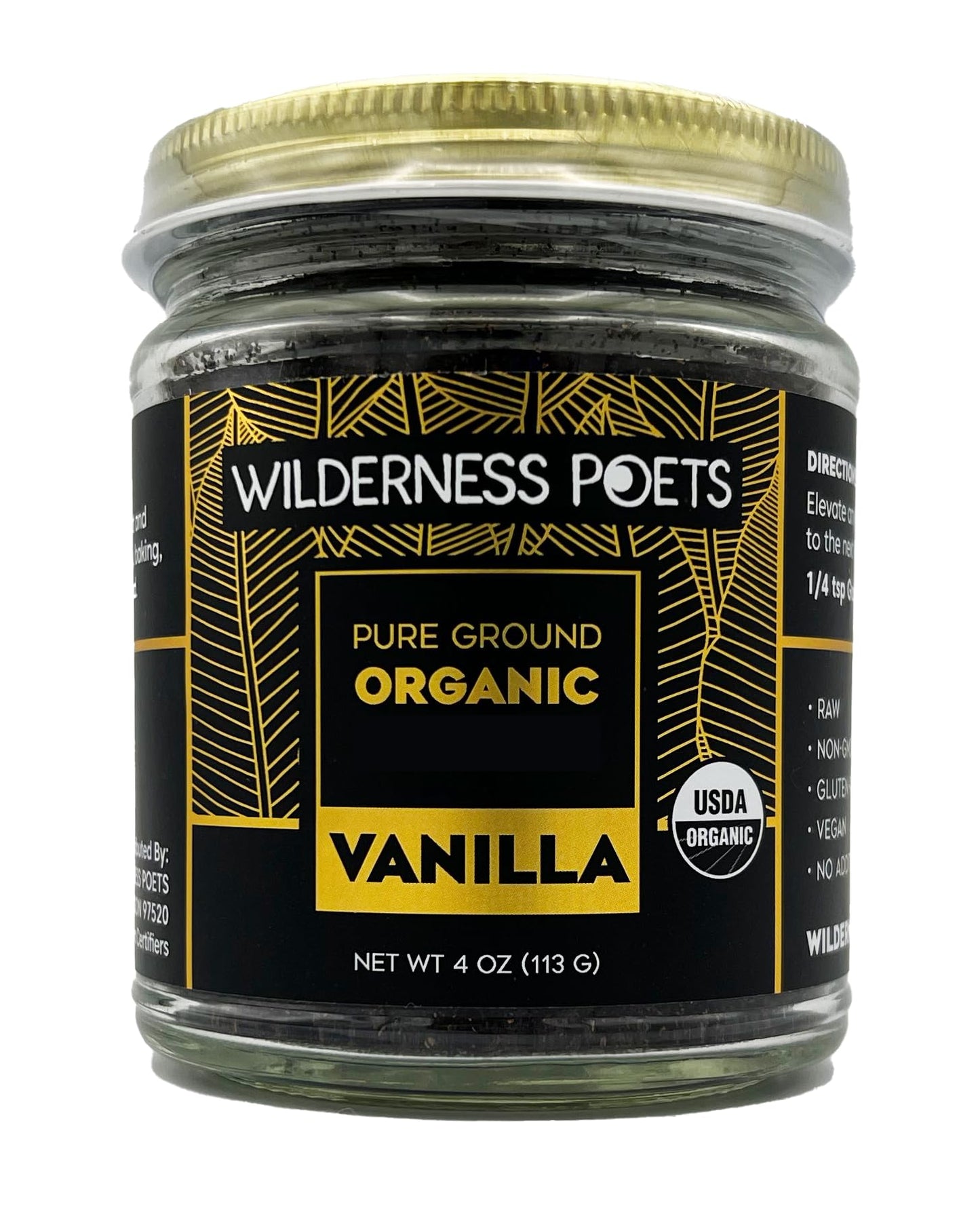 Wilderness Poets Pure Vanilla Powder - 100% Organic Tahitian Vanilla Beans, 4 Ounce