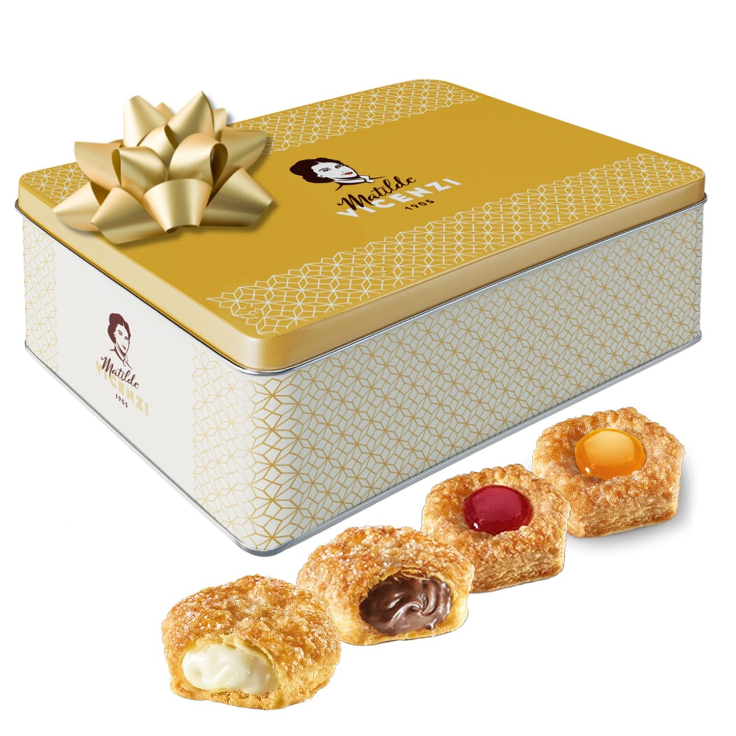 Matilde Vicenzi Millefoglie Ditalia Cookie Tin - Imported Assortment Of Italian Butter Cookies & Crispy Tea/Coffee Pastries, Kosher Dairy - Gift Box For Thanksgiving, Holiday Gifting - 13.76Oz (390G)