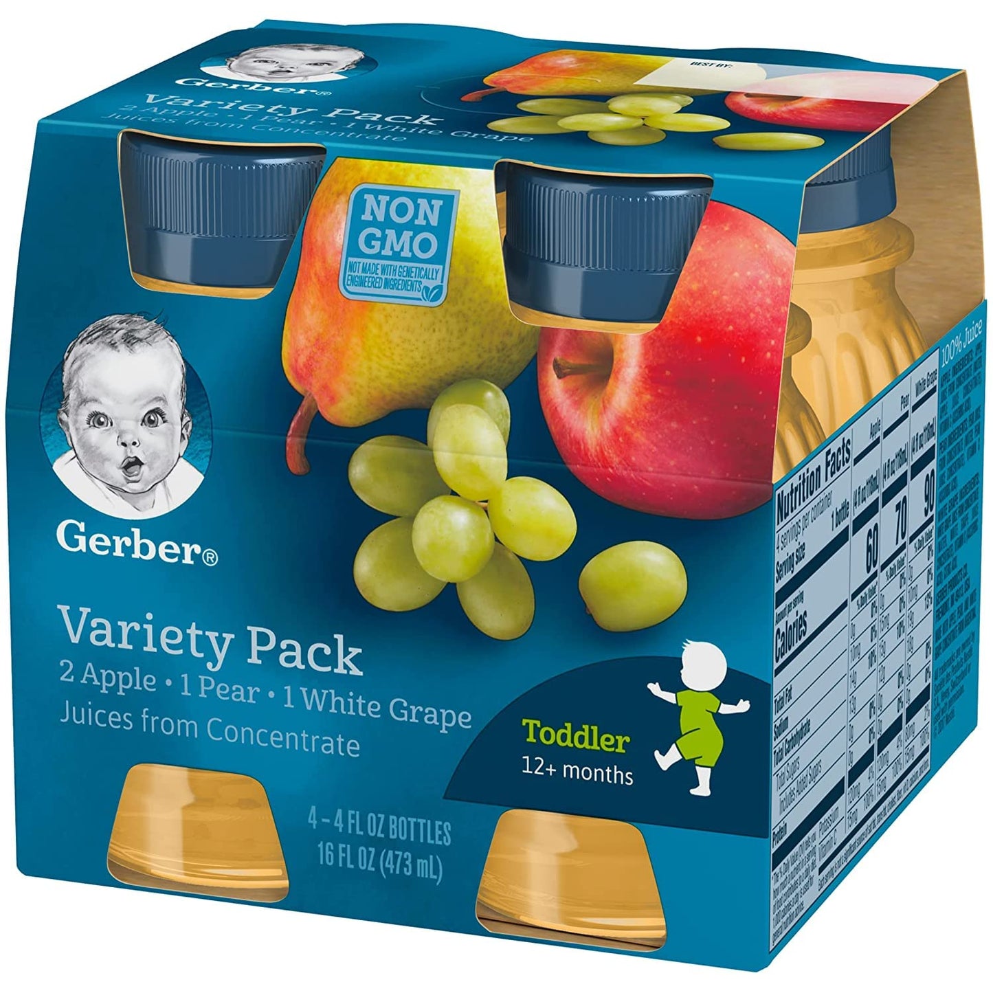 Gerber Juice Fruit 2 Apple, 1 Pear, 1 White Grape Juices From Concentrate Variety 16 Fl Oz (Pack Of 3)
