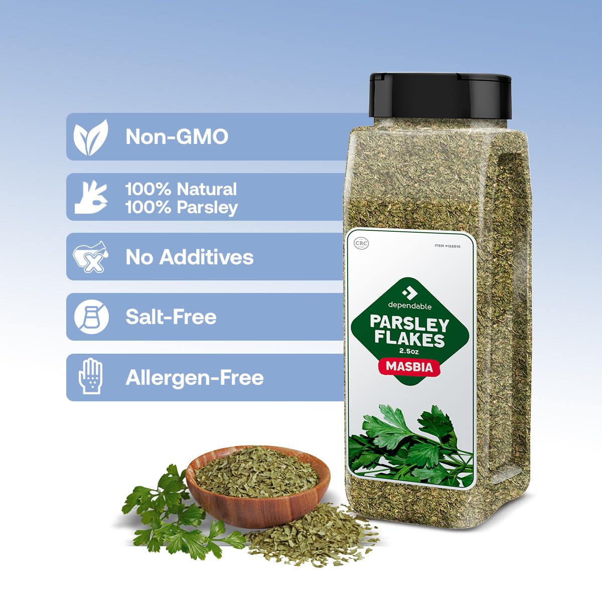 Dependable Foods Parsley Flakes - 2.5 Oz. Jar - Kosher, Natural Dried Parsley Seasoning For Chefs, Restaurants - Curly Parsley -