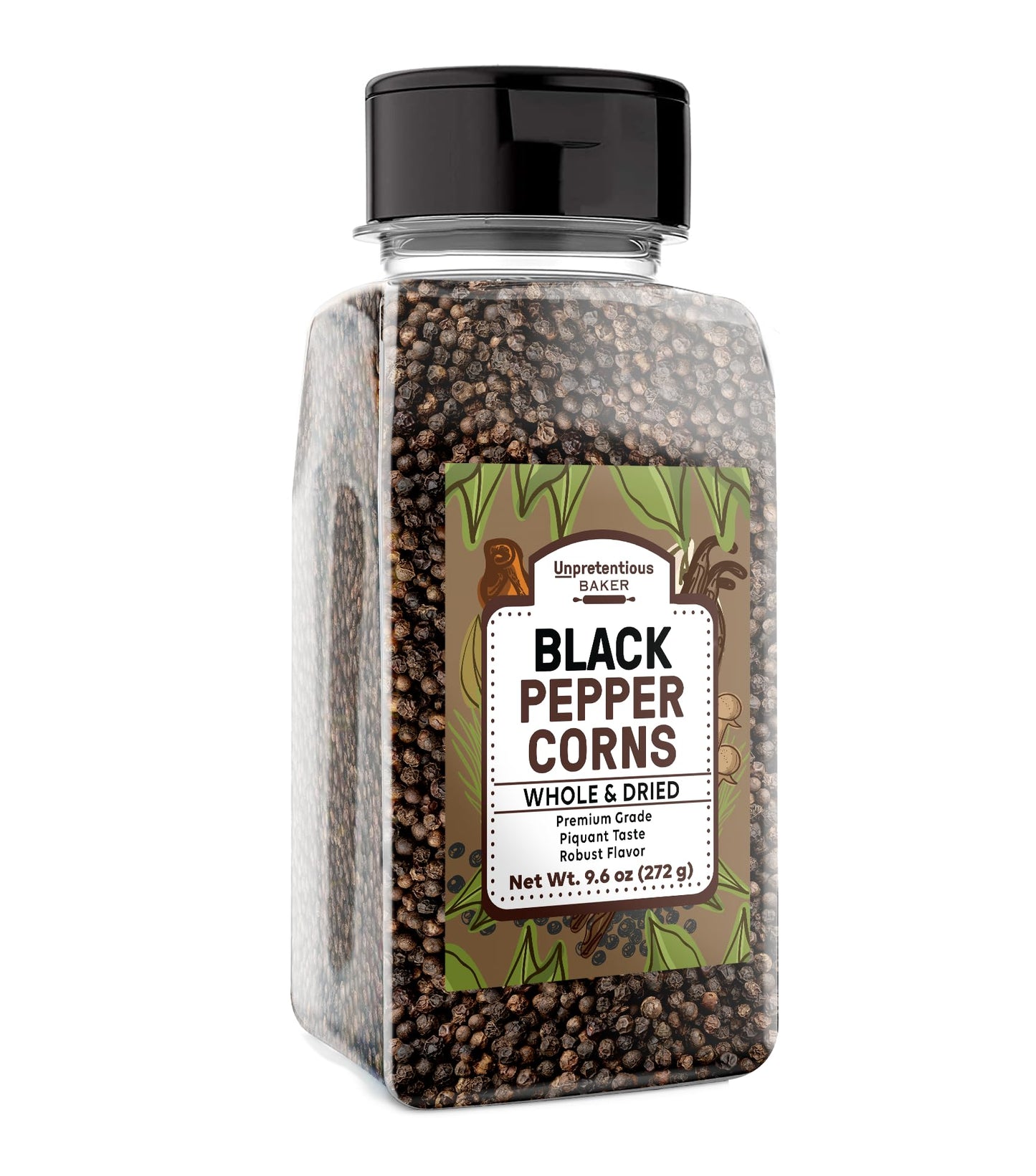 Unpretentious Whole Black Peppercorns, Pepper Mill & Grinder Refill (9.6 Ounce)