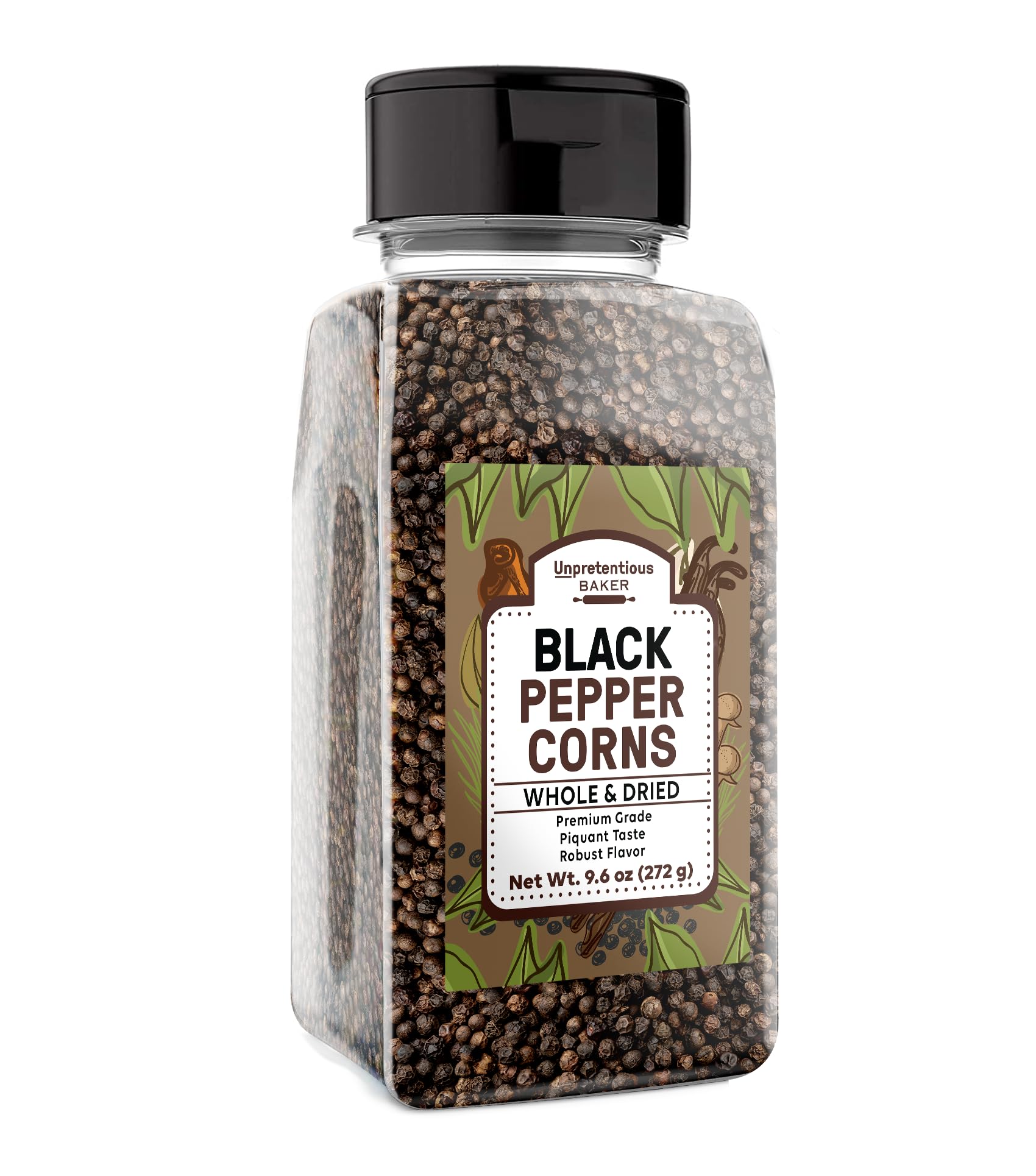 Unpretentious Whole Black Peppercorns, Pepper Mill & Grinder Refill (9.6 Ounce)