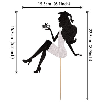 1 Pcs High Heel Girl Graduation Cake Topper With Glitter Grad Cap Diploma 2024 Graduation Cake Pick 2024 Senior Graduation Cake