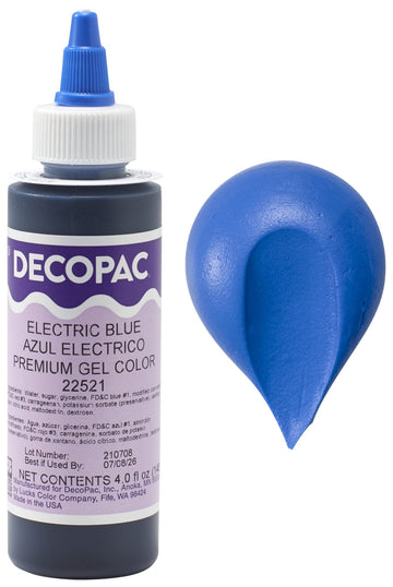 Decopac Electric Blue Trend Premium Gel Color Cake Decorations, Blue Food Coloring - Blue Gel Color - 4 Fl Oz
