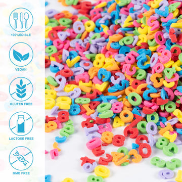 Numbers Sprinkles For Cake Decorating 7 Ounces Edible Rainbow Confetti Sprinkles For Cupcake, Cookies, Ice Cream Topper, Multico
