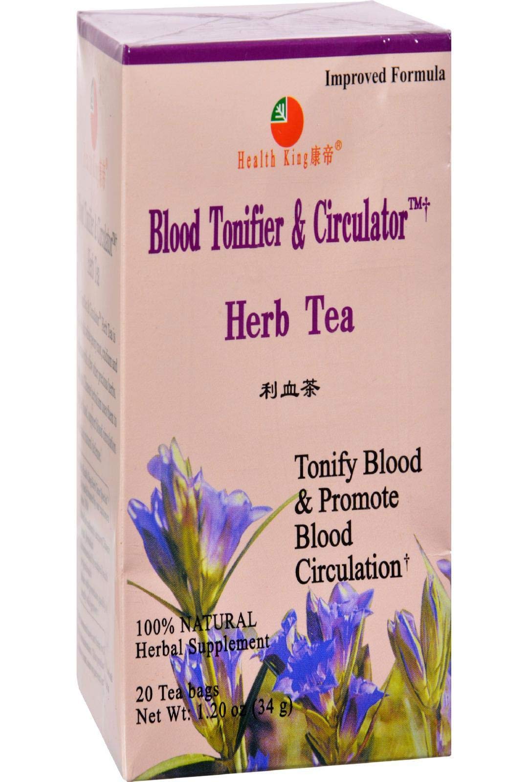 HEALTH KINg MEDIcINAL TEAS TEABLOOD TONER&cIRcULATR 20 BAg