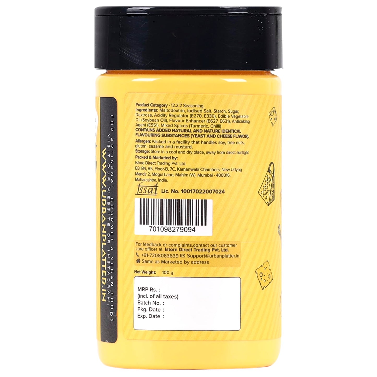 Urban Platter Cheddar Cheese Powder, 100G (An All Purpose Seasoning, Perfect For Pop Corn, Pasta, Fries Seasoning | Dairy-Free)