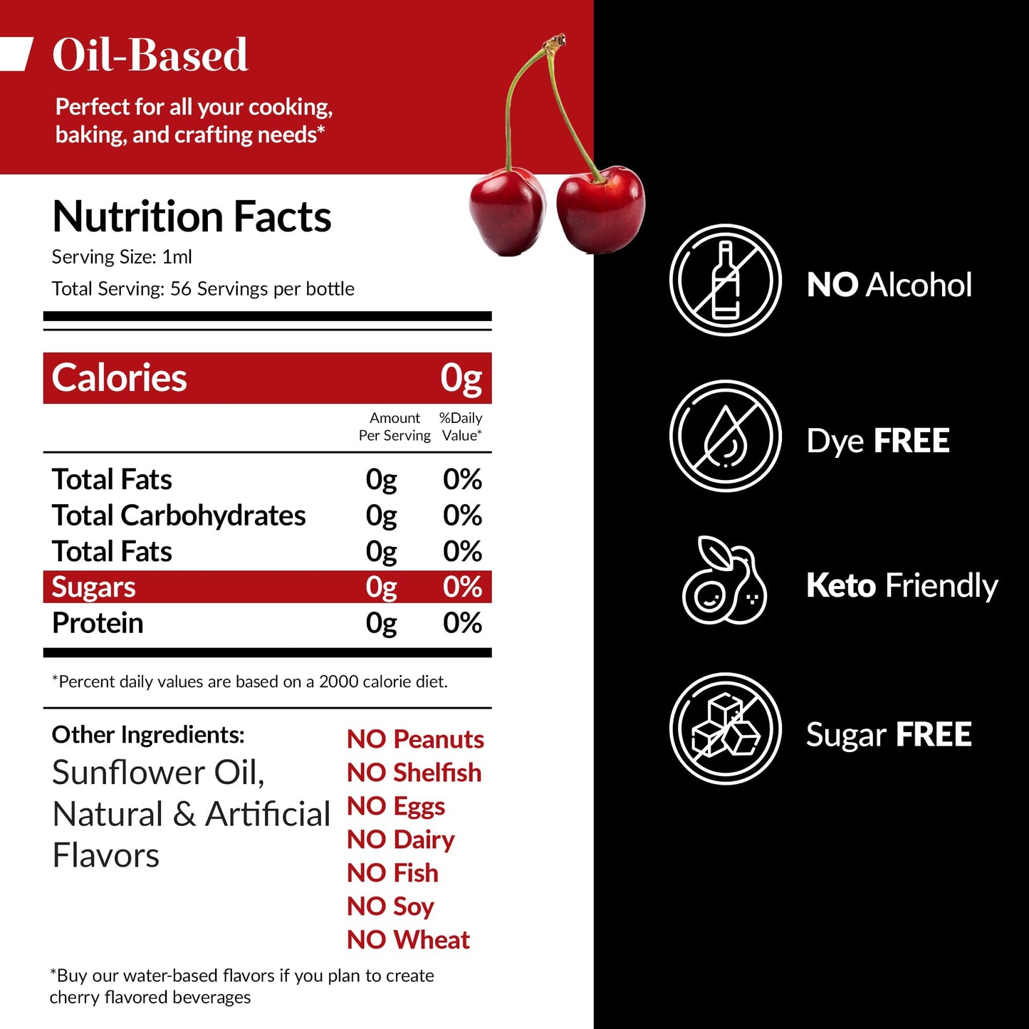 Dolce Flav Cherry Extract – Oil-Soluble, Sugar-Free, 2 Oz. Concentrated Flavor for Candy, Chocolates & Desserts