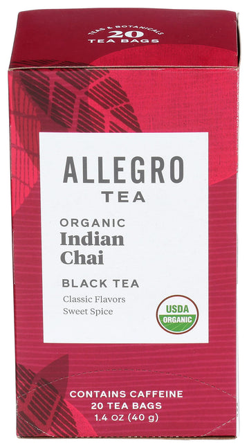 Allegro Tea, Organic Indian Chai Tea Bags, 20 Ct