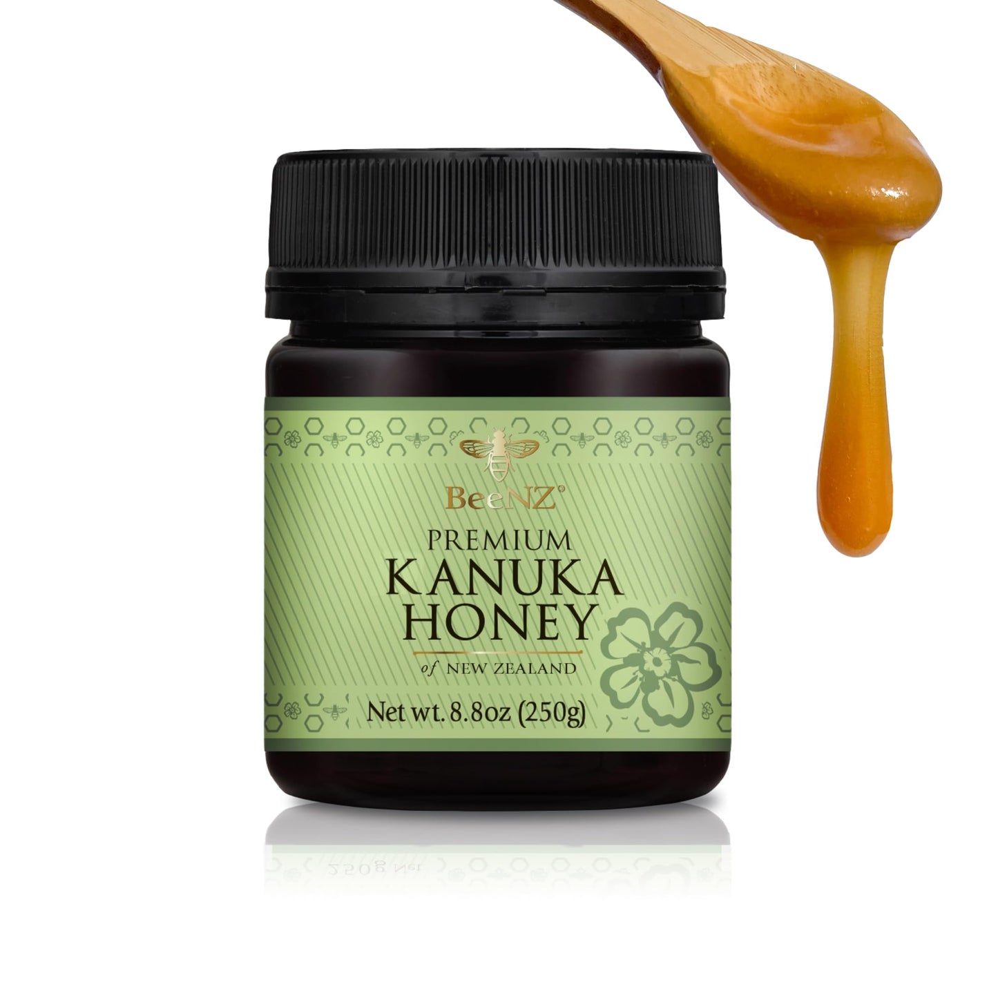 BeeNZ Raw Kanuka Honey - Pure New Zealand Monofloral Kanuka Honey, Natural Sweetener & Superfood for Wellness, Skin Care, and Go