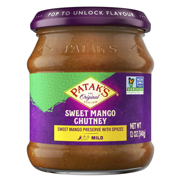 Patak's Major Grey Chutney - 12 Oz (Pack of 3) - With Mangos, Ginger, and Spices, No Artificial Flavors or Colors, Gluten Free, 