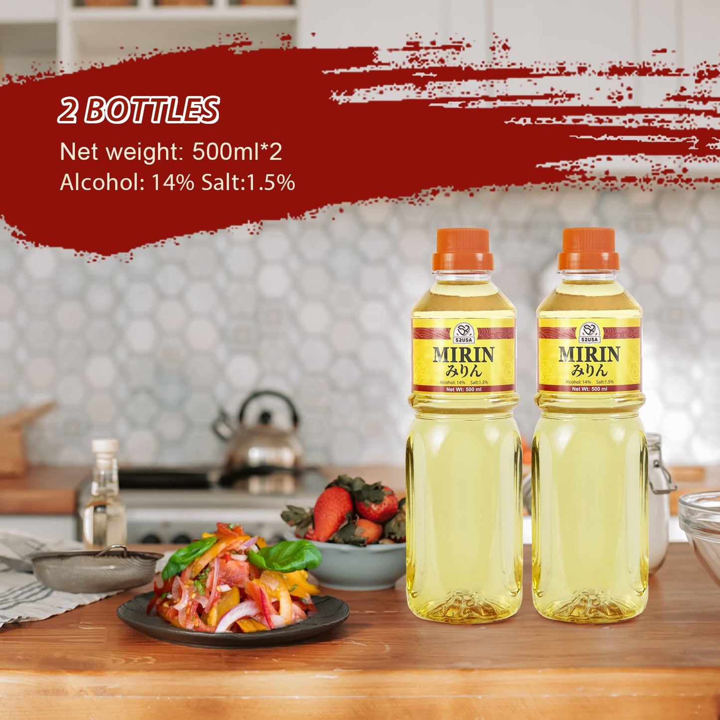 52USA Mirin Cooking Wine 16.9 FL OZ X2  Red Rice Cooking Wine & Seasoning Homemade Sauces  Marinades  Glazes  Salad Dressings  Sushi Rice  Ramen Noodles