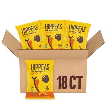 Hippeas Chickpea Puffs, Vegan Nacho Vibes, 0.8 Ounce (Pack Of 18), 3G Protein, 2G Fiber, Vegan, Gluten-Free, Crunchy, Plant Prot