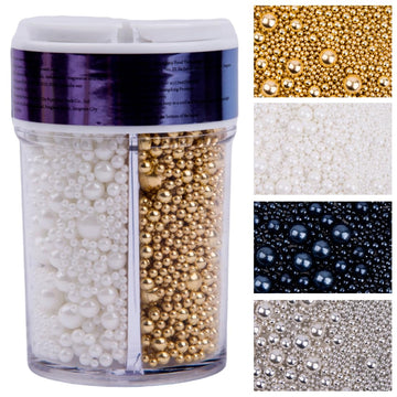 EPHVODI Sprinkles for Cake Decorations, Black Gold Silver and White Pearl Sugar Sprinkles for Cupcake Toppers Wedding Party Hall