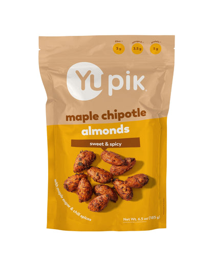 Yupik Maple Chipotle Almonds, 6.5 Oz, Crunchy Savory Snack, Sweet & Spicy Almonds, Made with Natural Ingredients, Seasoned with 