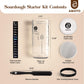 ABIOTO Sourdough Starter Kit  Includes 24 oz Sourdough Starter Jar with Metallic Lid  Silicone Spatula  Feeding Tracker  Extra Thermometer Strips & Breathable Covers - Sourdough Bread Starter Kit