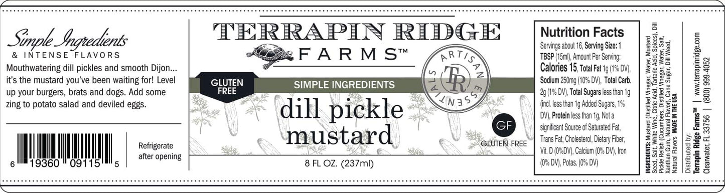 Terrapin Ridge Farms Dill Pickle Mustard - One 8 Ounce Jar - 8 Ounce (Pack Of 2)