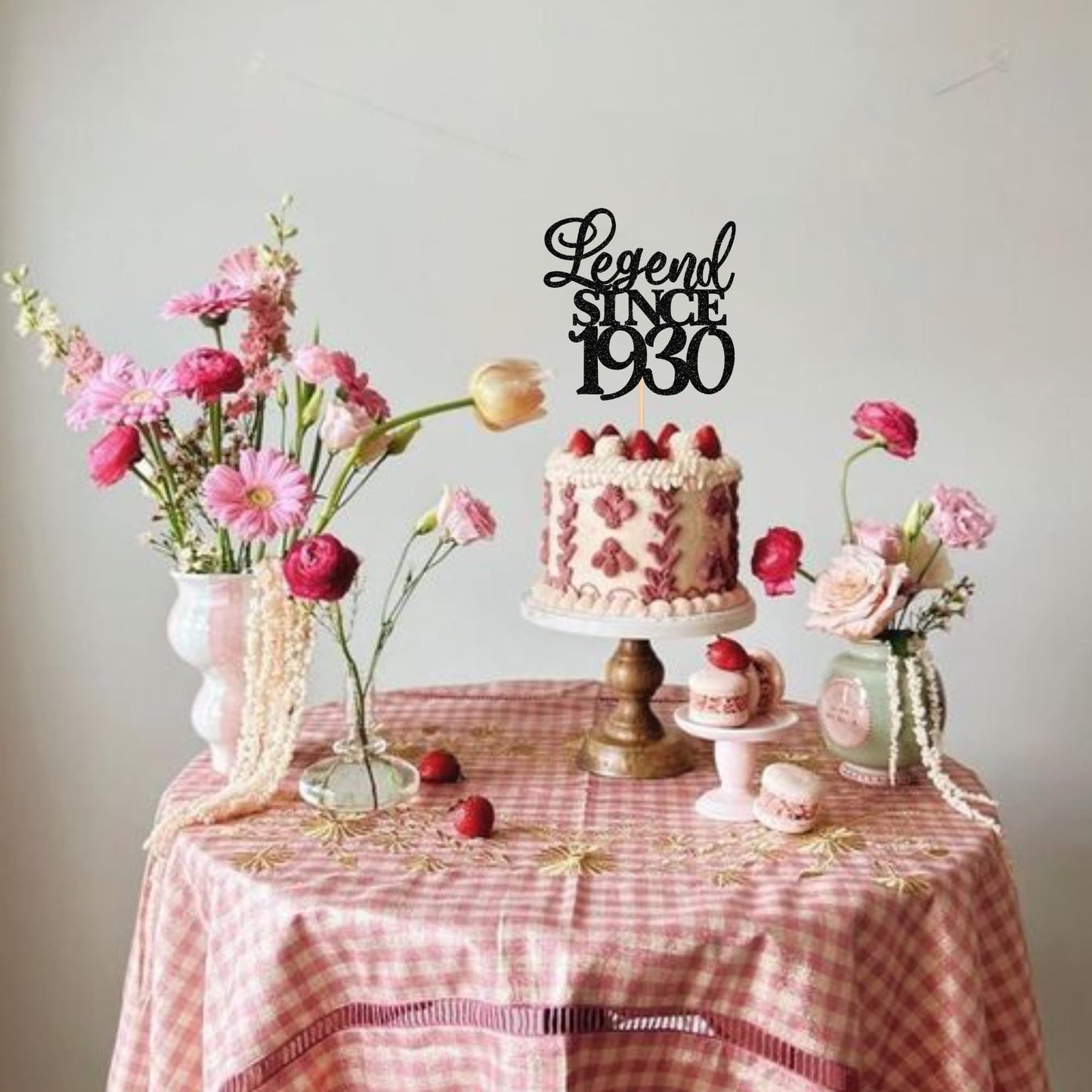 Rssta i Cake Topper, Glitter 95th Birthday Decoration, Black, Cheers to 95 Years, Perfect for Wedding Anniversary Party