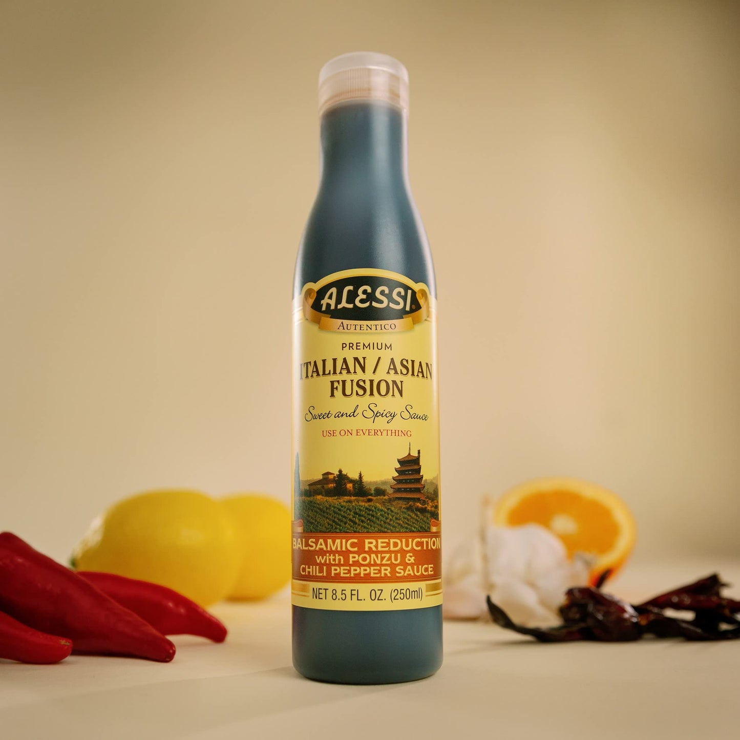 Alessi Balsamic Vinegar Reduction, Autentico From Italy, Ideal On Caprese Salad, Fruits, Cheeses, Meats, Marinades (Italian & Asian Fusion, 8.5 Fl Oz (Pack Of 6))
