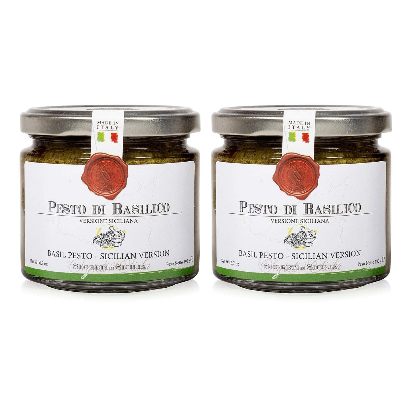 Frantoi Cutrera Classic Basil Pesto Sauce for Pasta and Bruschetta Topping, Creamy Italian Spread With Basil, Pistachio, Almonds