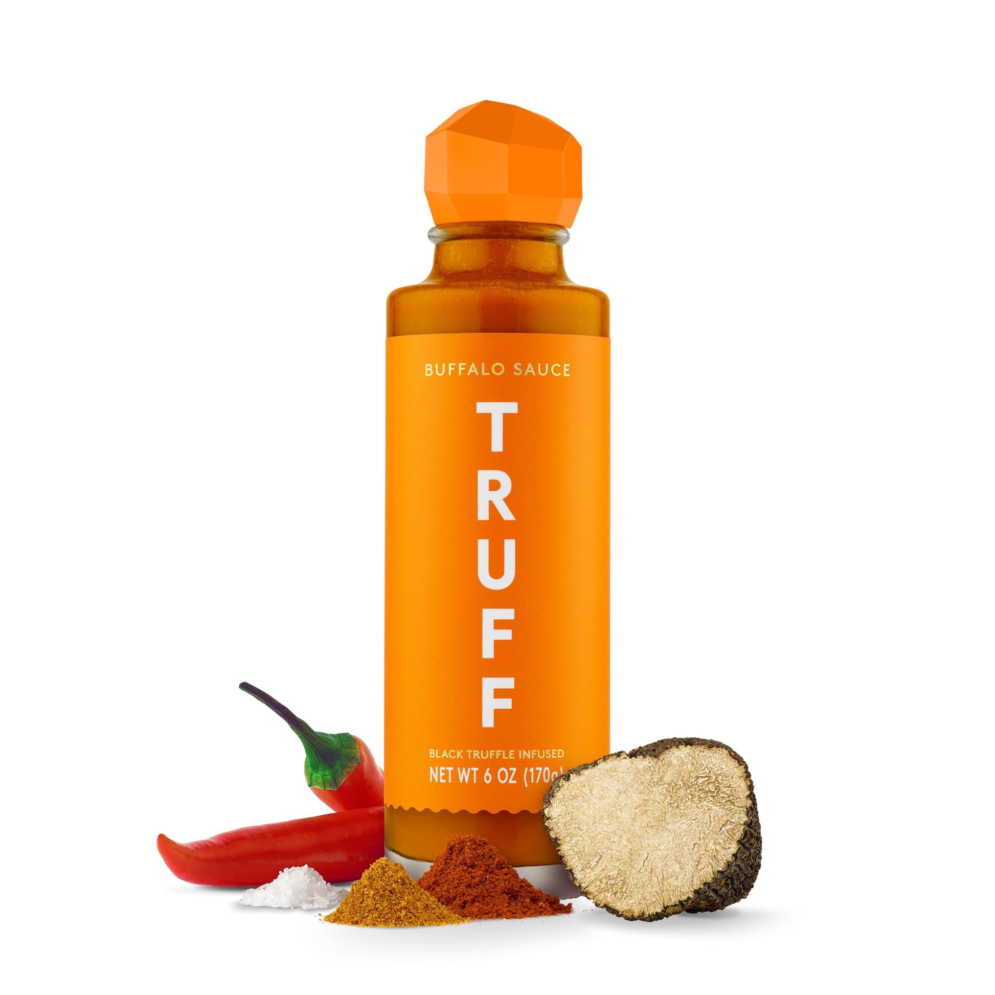 Truff Buffalo Sauce, Gourmet Hot Sauce With Red Cayenne Peppers, Black Truffle Oil, Agave Nectar, Unique Flavor Experience In A Bottle, 6 Oz.
