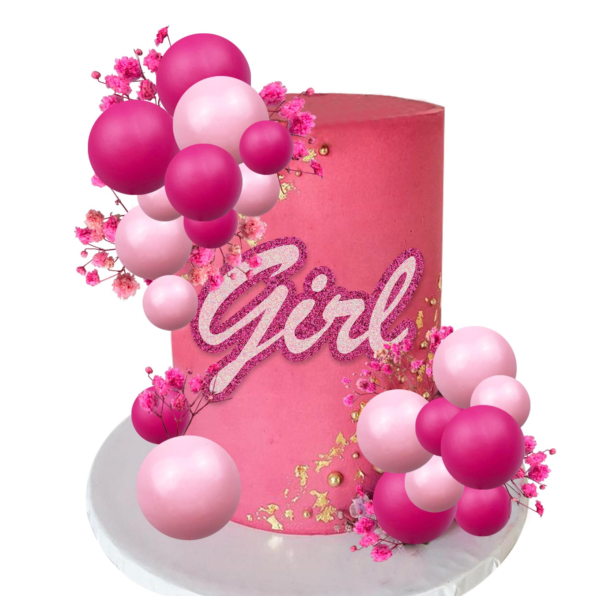 22 Pcs Hot Pink Girl Cake Toppers Girl Theme Cake Decoration For Wedding Birthday Baby Shower Party Decoration Supplies