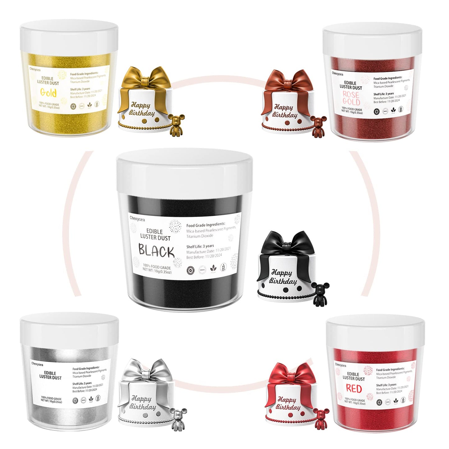 Black Edible Luster Dust 10 Grams, Food Grade Cake Luster Dust Tasteless Dessert Dusting Powders For Baking Cherrysea Food Color