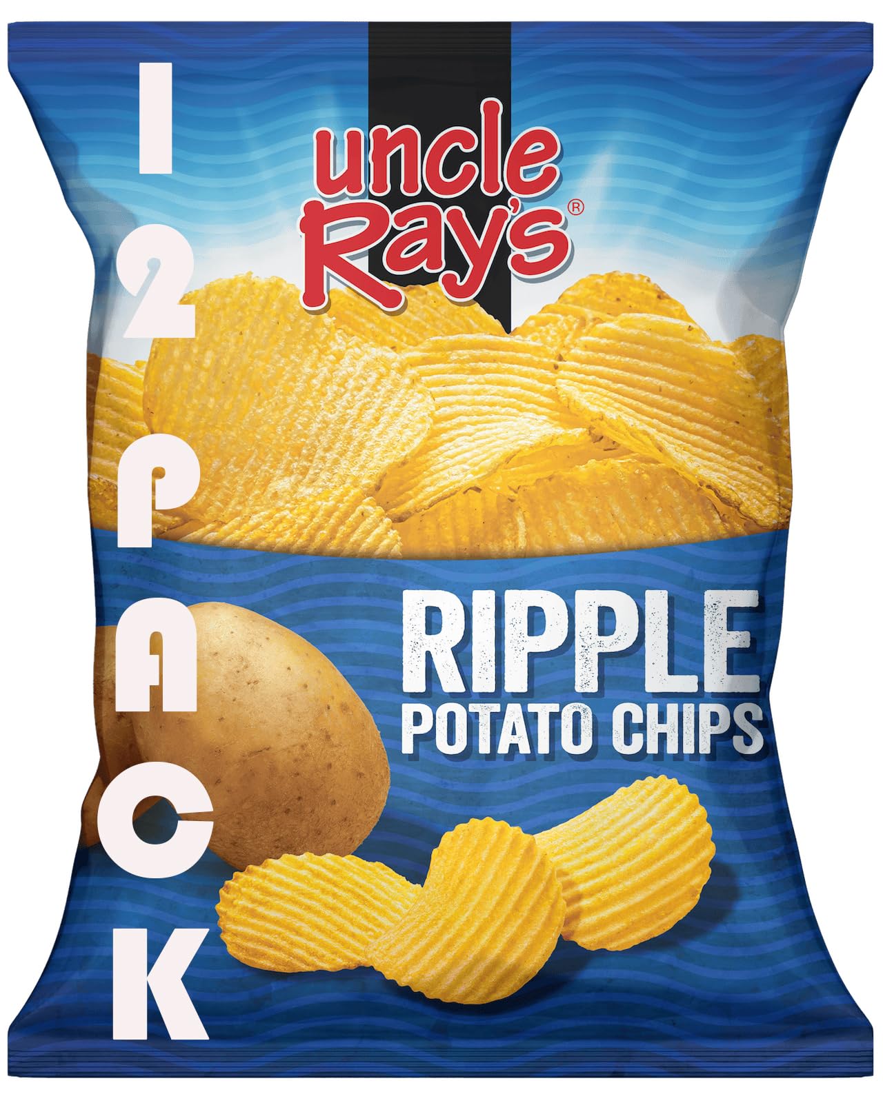 Uncle Rays Ripple Potato Chips 1.5 oz (Pack of 12) | Thick Cut Ridged Chips | Extra Crunchy & Perfect for Dipping | Individual S