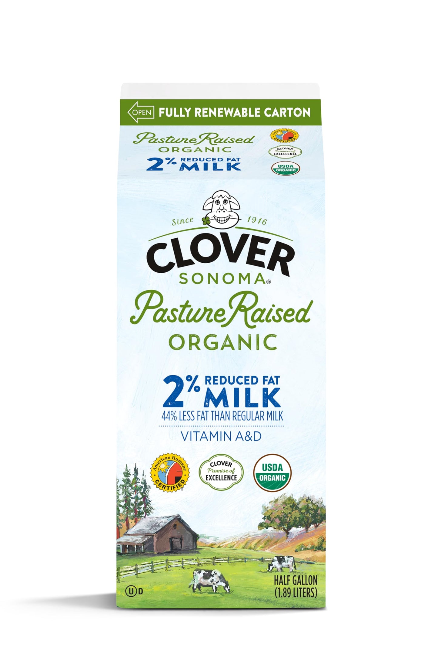 Clover Sonoma Organic Reduced Fat Milk, 64 Fl Oz