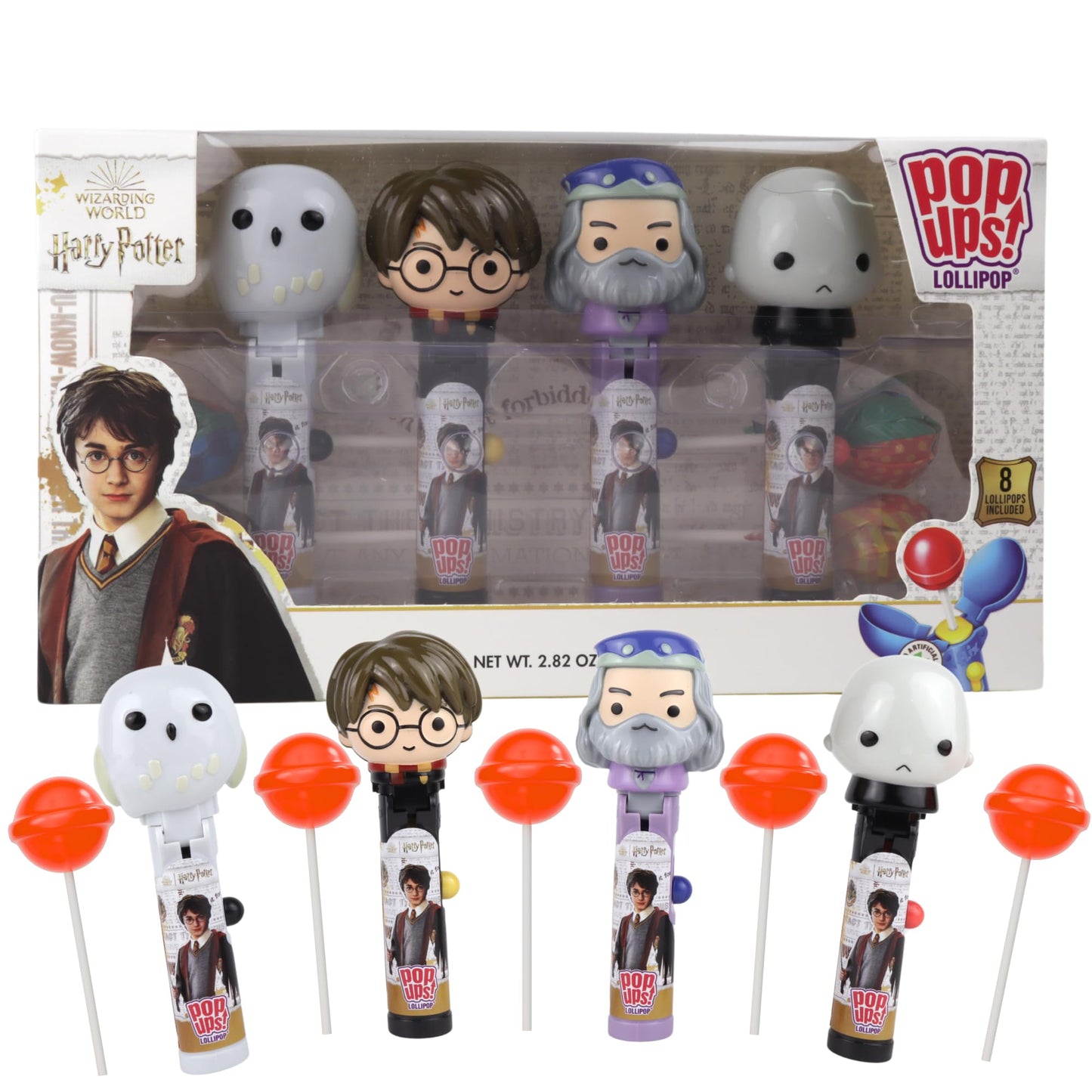 Imaginings 3 Limited Edition Harry Potter Pop Ups Gift Set, Individually Wrapped Suckers With Character Lollipop Holders, Strawberry Flavored, 2.82 Ounces