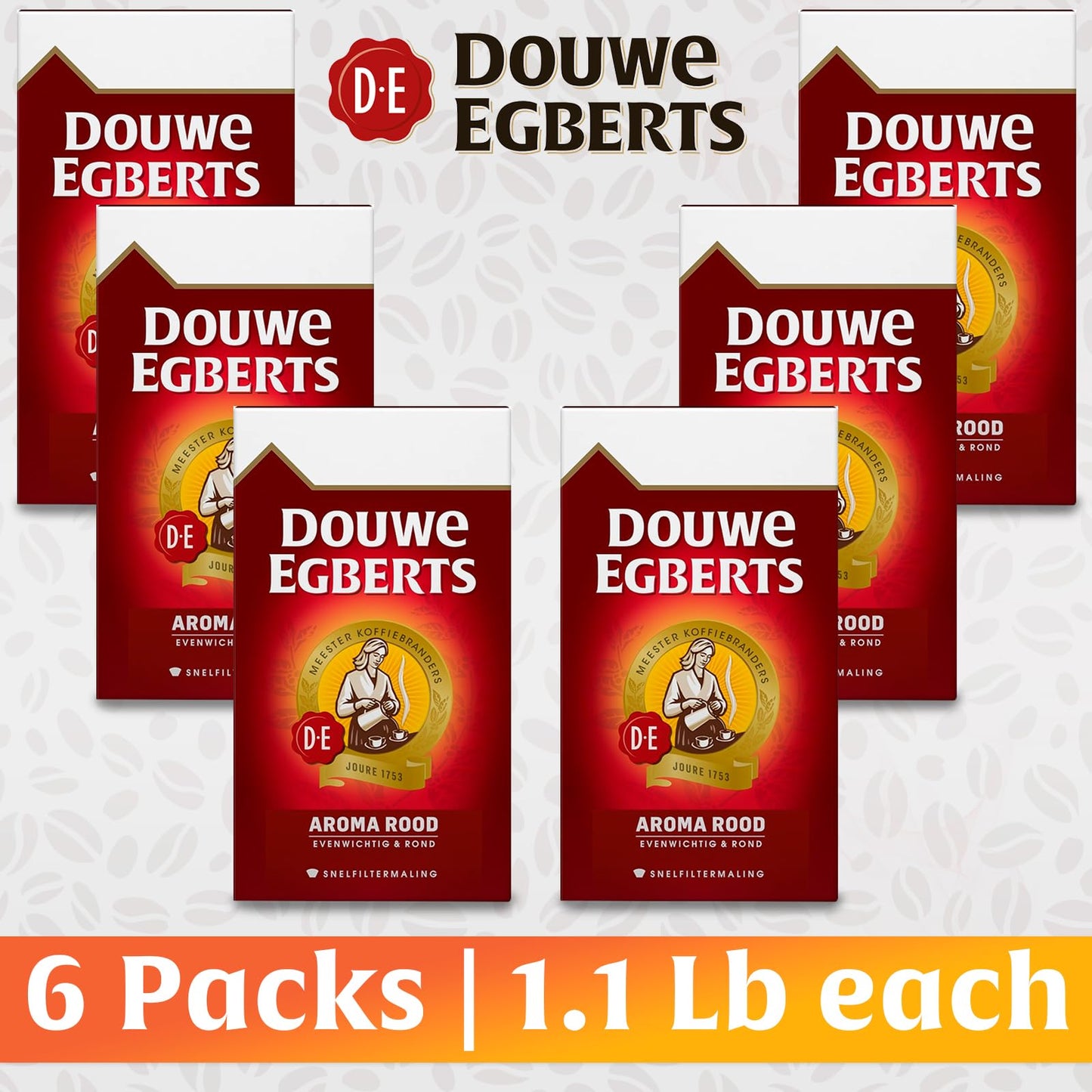 Douwe Egberts Aroma Rood (Course Grind),Imported From Holland, 17.6 Oz (Pack of 6)