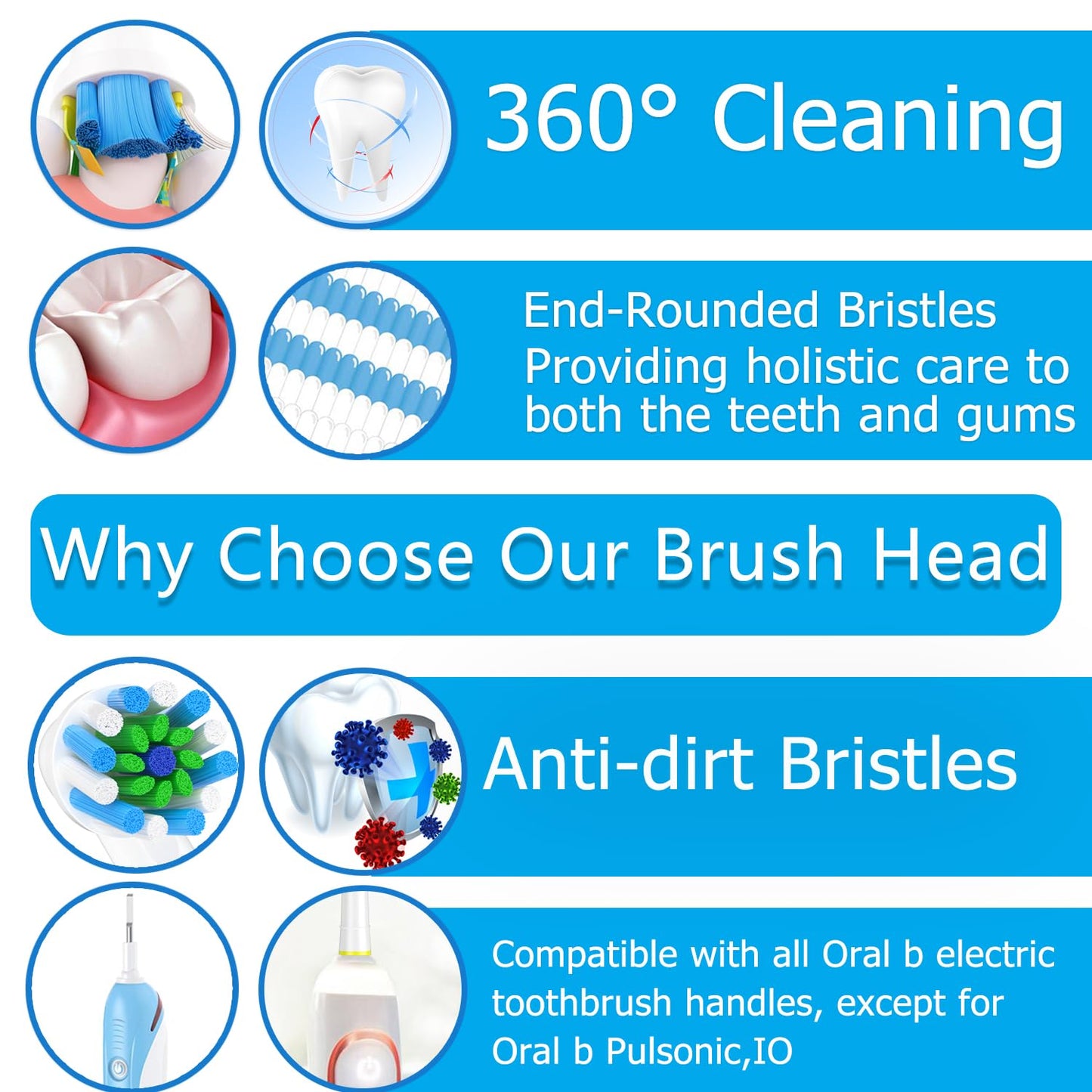 Replacement Toothbrush Heads Compatible With Braun Oral B 7000/Pro 1000/9600/ 5000/3000/8000/Genius And Smart Electric Toothbrus
