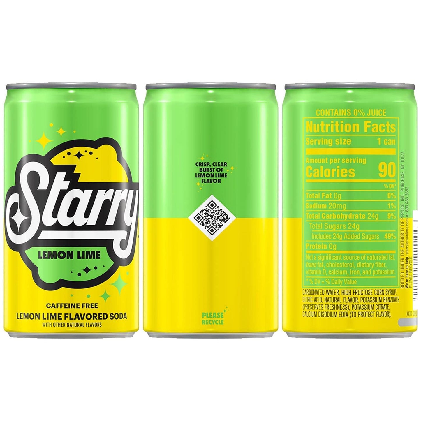 Starry Lemon Lime Soda, 7.5 Oz Cans, 10 Pack