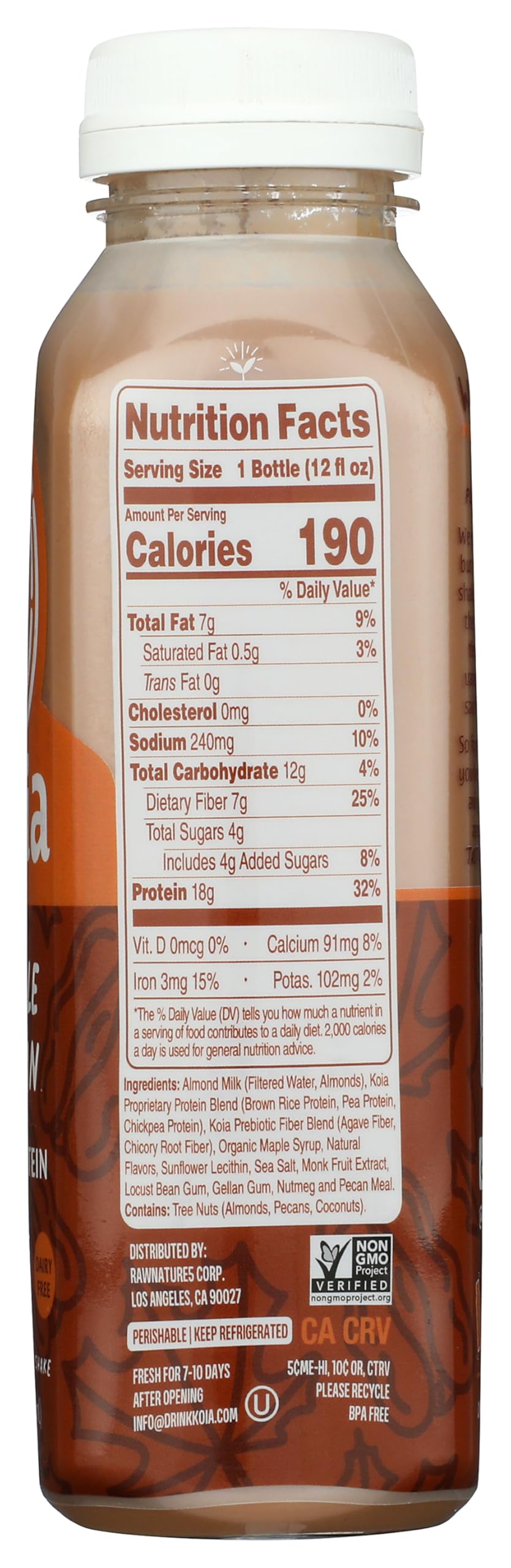Koia Protein - Ready To Drink Plant Protein Shake (12 oz) - Maple Pecan - Dairy Free, Gluten Free, Soy Free, Non GMO, Kosher, Ve
