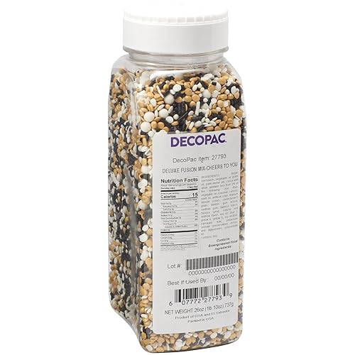 Decopac Cheers To You Deluxe Fusion Mix Candy Sprinkles, 26Oz, Fancy Sprinkles In Handheld Container, Edible Sprinkles For Celebration Cakes, Cupcakes, Cookies And Donuts