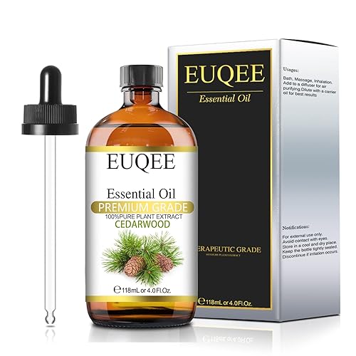 Euqee Cedarwood Essential Oil 118Ml/4Oz Pure Cedarwood Oil Premium Essential Oil For Diffuser, Humidifier, Skin Care With Glass