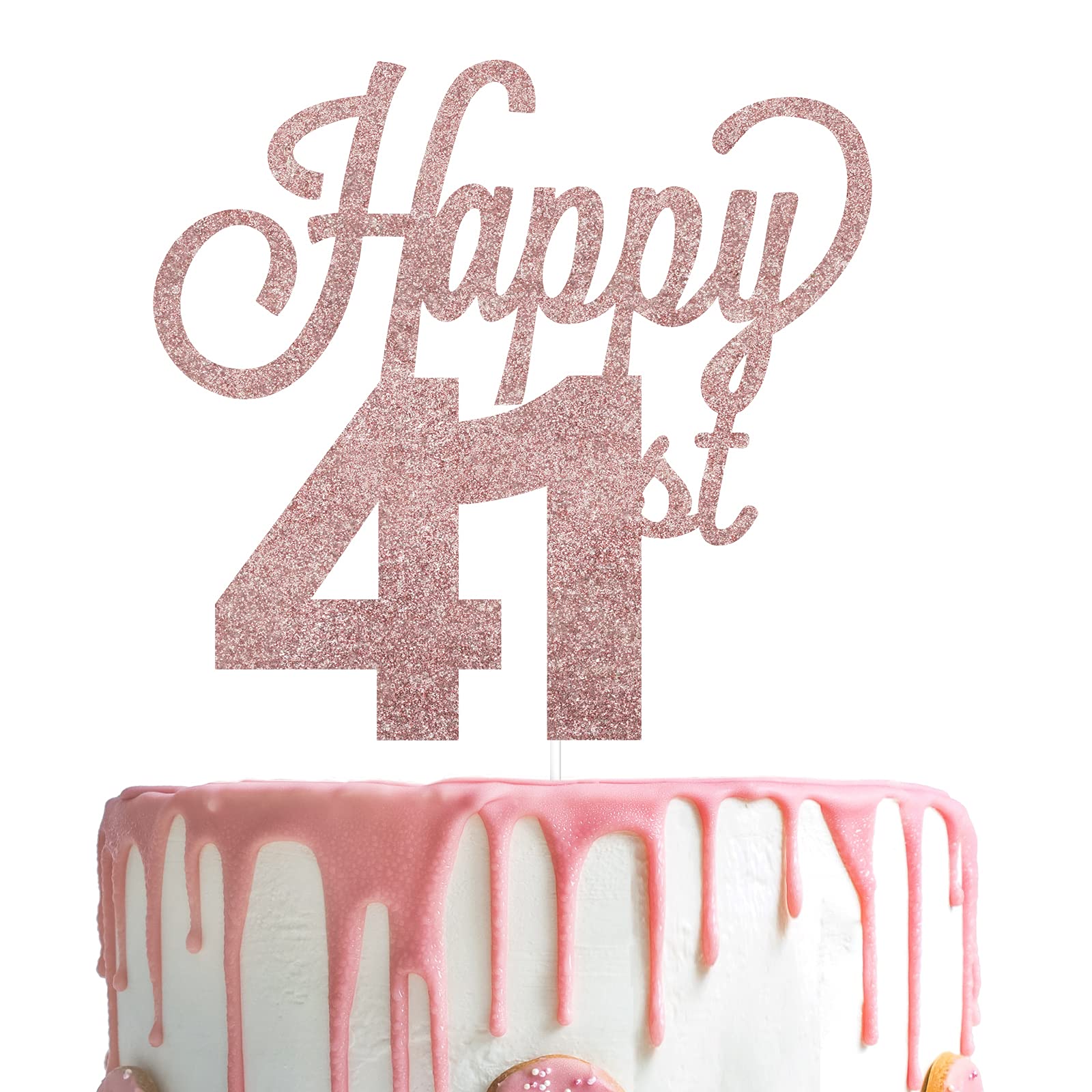 Lingteer Happy 41St Birthday Cake Topper - Cheers To 41St Birthday 41 Years Old Birthday Party Cake Decorations Sign.